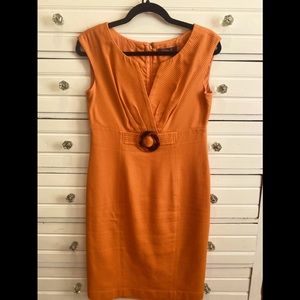 Sheath dress with tortoise accent